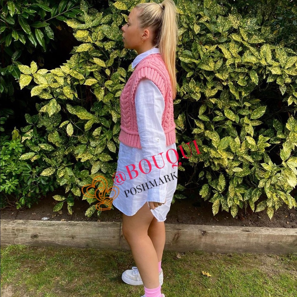 BLOGGERS FAV ZARA CABLE KNIT PINK VEST SWEATER - Picture 8 of 16